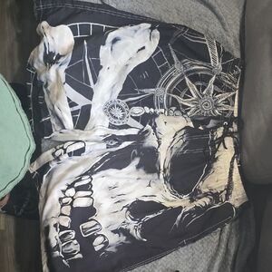 Skull Print Men Swim Board Shorts